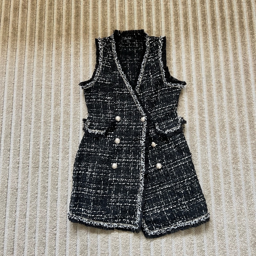 Women's Black Tweed Sleeveless Dress
